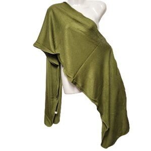 Green Scarf, Curly Hem Scarf Fall Scarf Rectangular Scarf - NEW